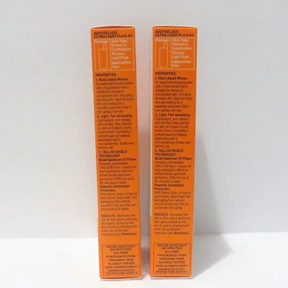 LA ROCHE-POSAY ANTHELIOS LIGHT FLUID SUNSCREEN - ULTRA LIGHT 1.7 OZ 2 PC LOT - Picture 4 of 4